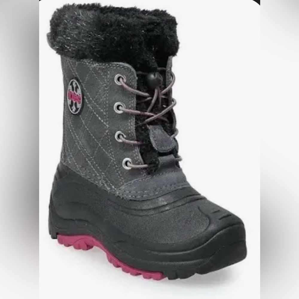 NIB Totes kids harper grey pink boots sz 3 girls